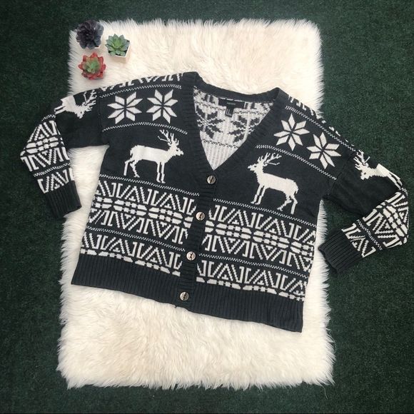 Reindeer Festive Folk Legend Cardigan Sweater - Picture 3 of 16